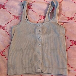 Almost Famous Ribbed Button-Front Tank Top - Light Gray